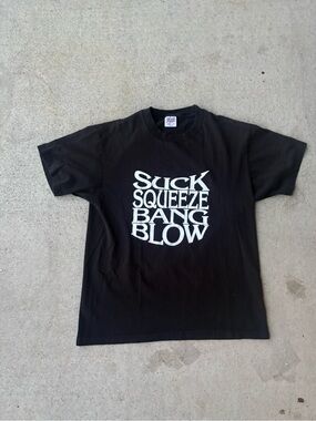 Vintage 90s SD Cycles Hells Kitchen NYC Suck Squeeze Bang Blow Motorcycle Shop L